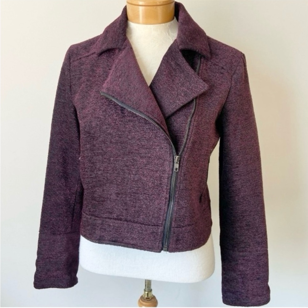 Cupcakes & Cashmere Cropped Moto Jacket Textured Chenille Women’s Size Medium